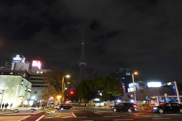 dark Nagoya TV Tower at night