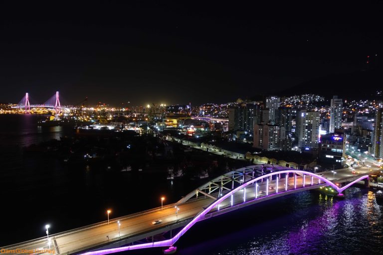 Busan's harbor by night